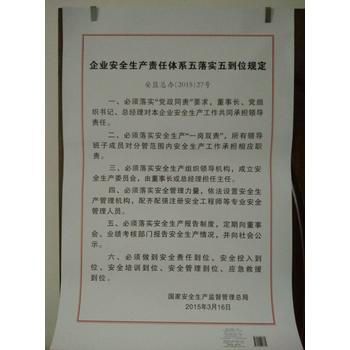 《企业安全生产责任体系五落实五到位规定》挂图